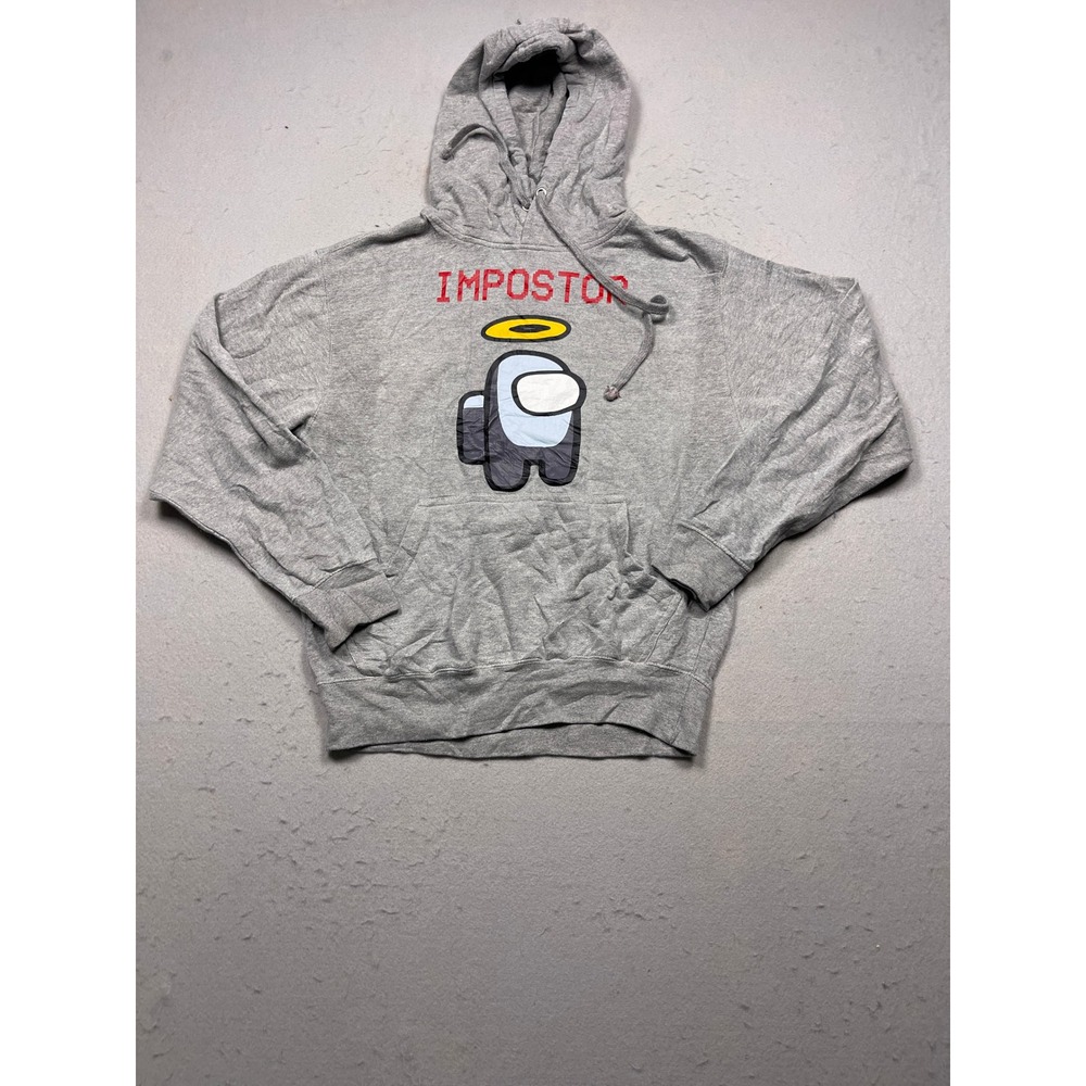 Smart Blanks Among Us Impostor Hoodie Unisex Small Gray Cotton Blend Excellent
